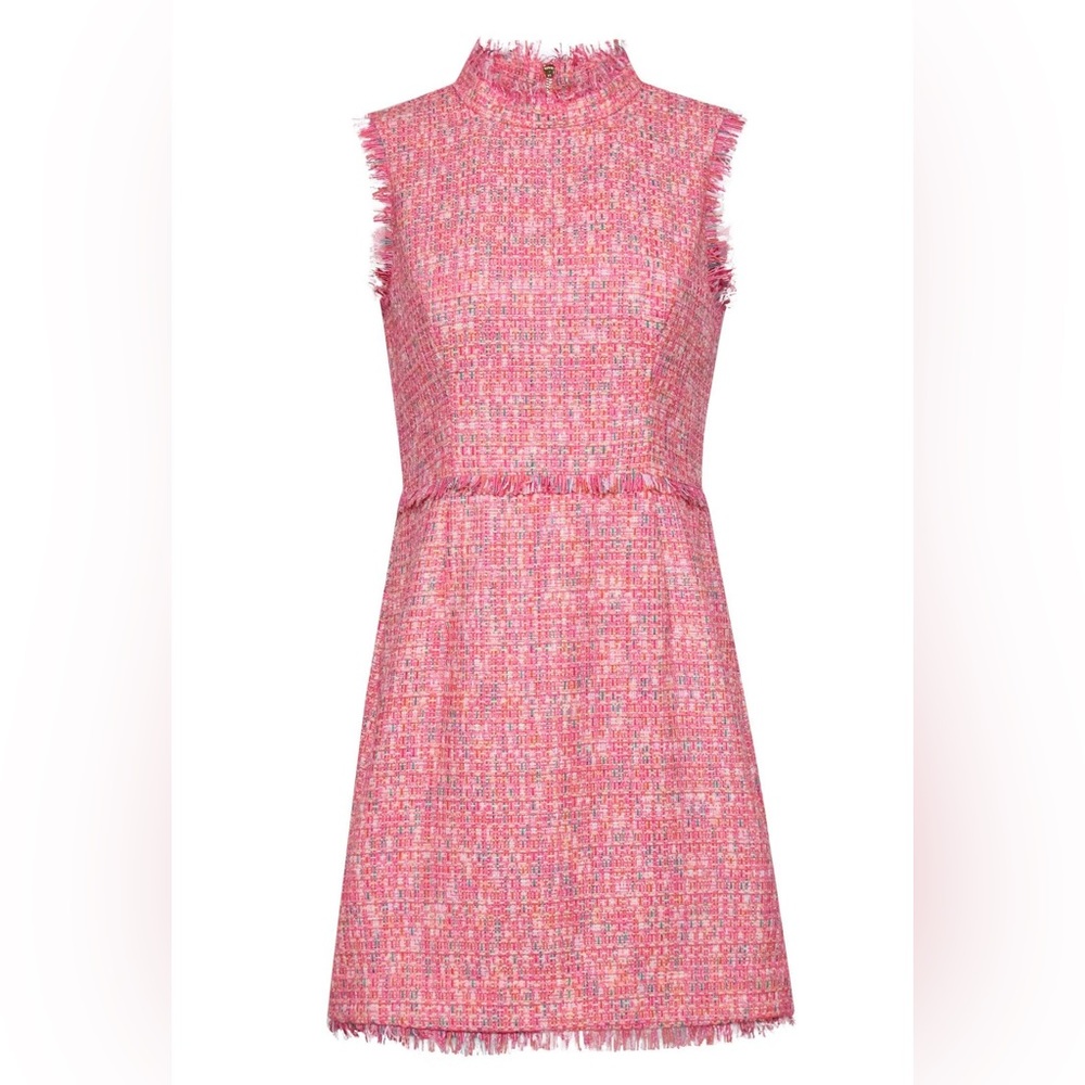 Sail to Sable Pink Tweed Sleeveless Mini Dress